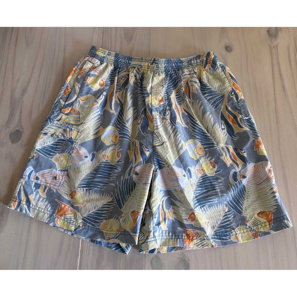Tori Richard Mens XL Swim Trunks Blue‎ Tropical Fish Mesh Lined Board Shorts 6in